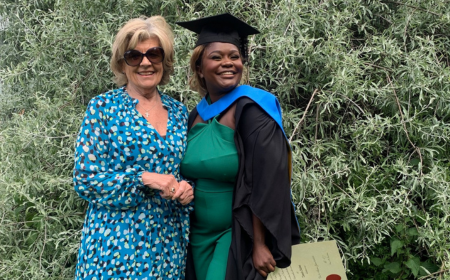 Alumna Ita and international student Tlamelo at Tlamelo's Graduation.